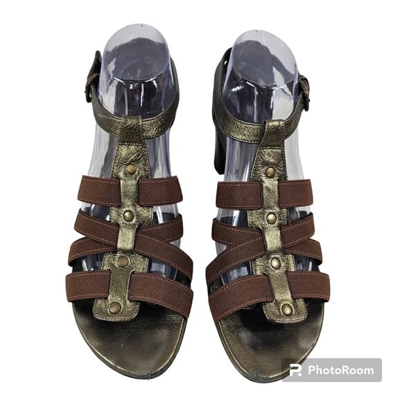 Stuart Weitzman Gladiator Heeled Sandals Brown & Bronze Women's Size 9 - Picture 1 of 14